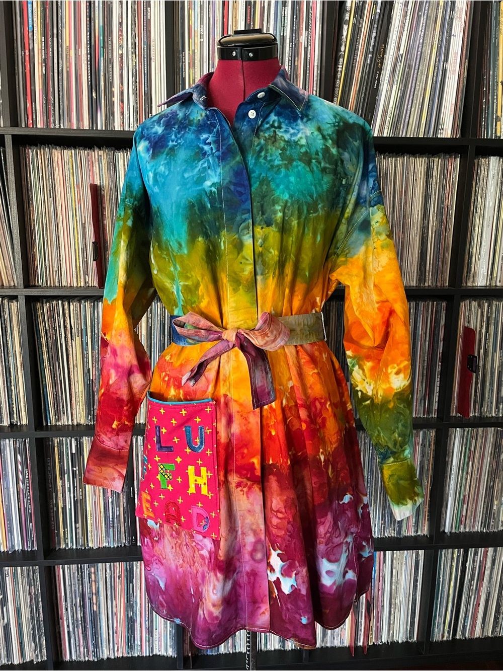 FLUFFHEAD Phish tour YEMSG dress ice dyed  🌈  patchwork pocket lot ♻️ cotton